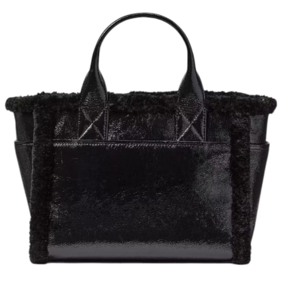 Kate Spade ♠️ black Jett Faux fur Shearling Small Tote bag